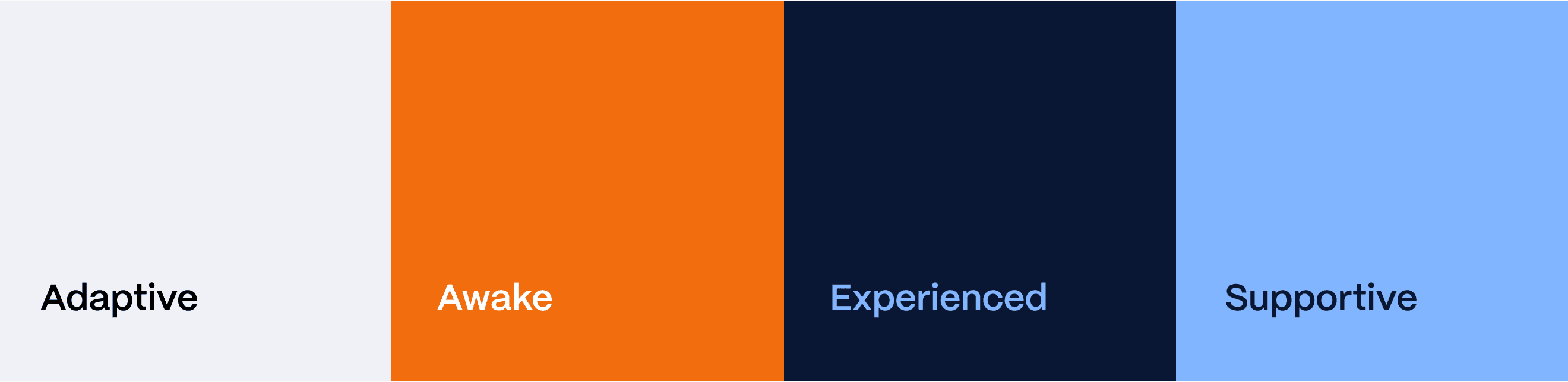 tyntec brand colors: adaptive white, awake orange, experienced dark blue and supportive light blue